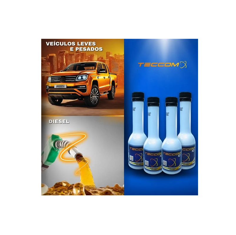 Aditivo Diesel Teccom10 Kit 4x100ml Estabiliza Combustão e Protege