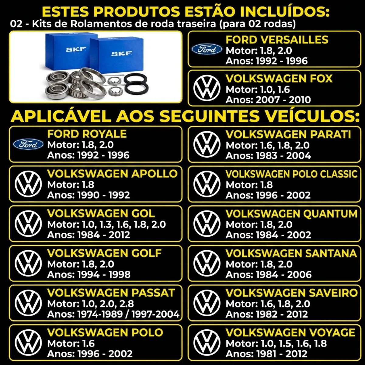 Kit Rolamentos Roda Traseira